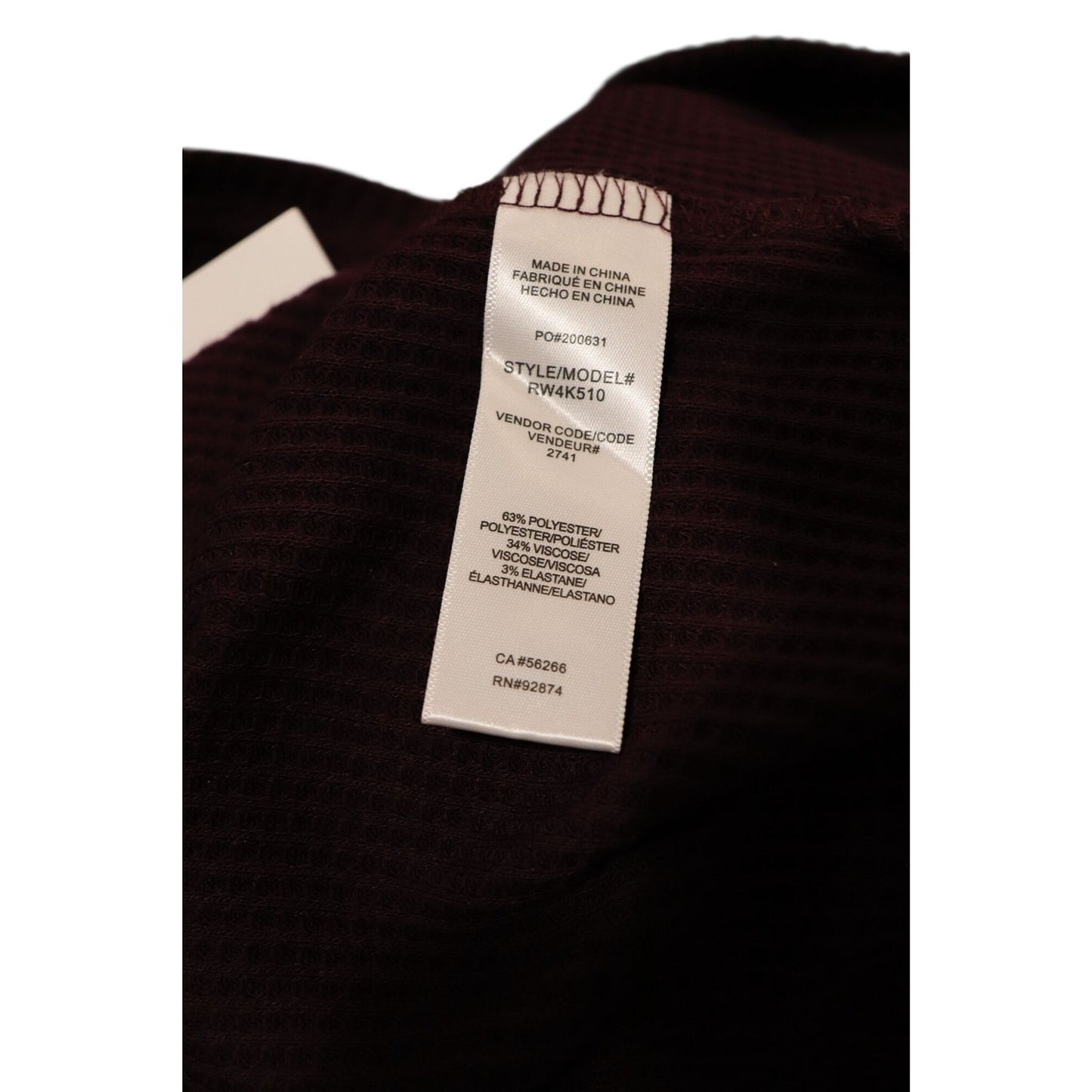 Splendid Burgundy London Lounge Long Sleeve Top, Medium NWT