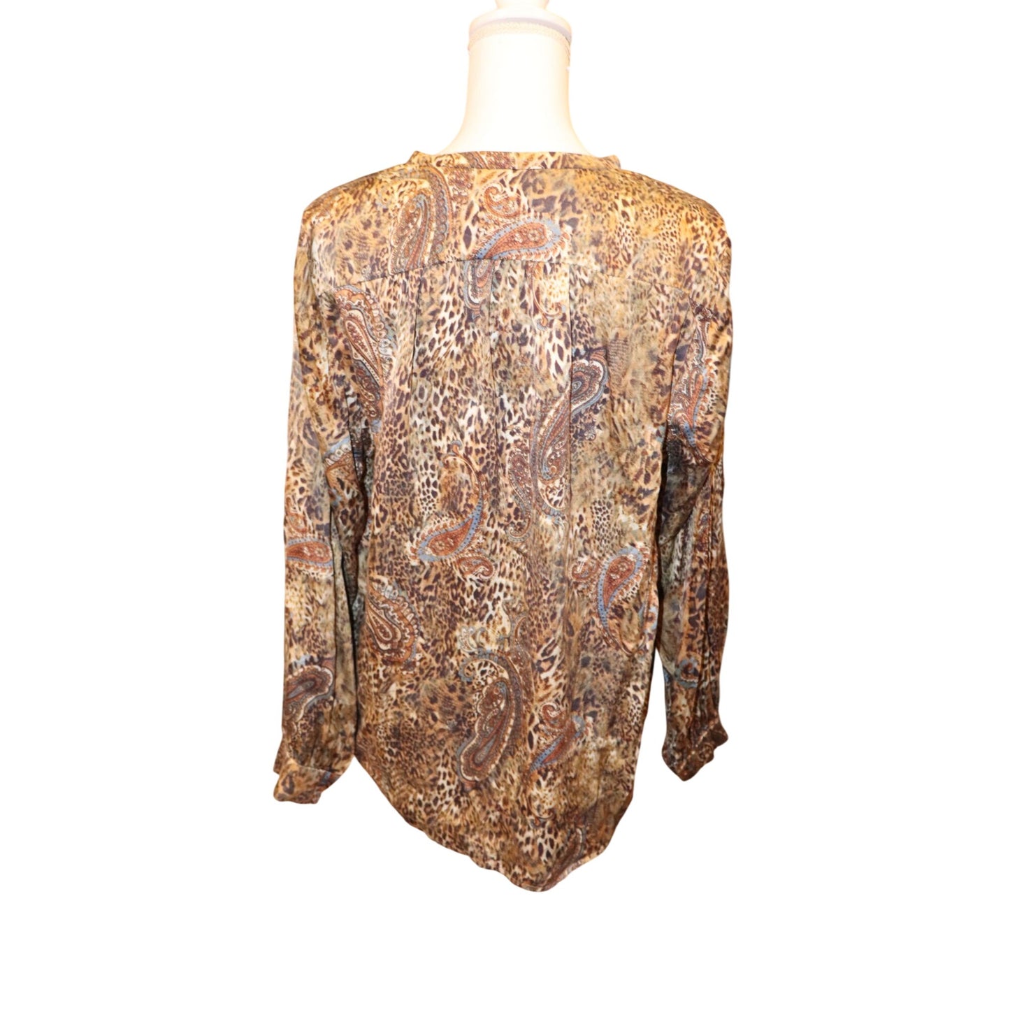 L'Agence Valencia Leopard and Paisley Silk Blouse, Large