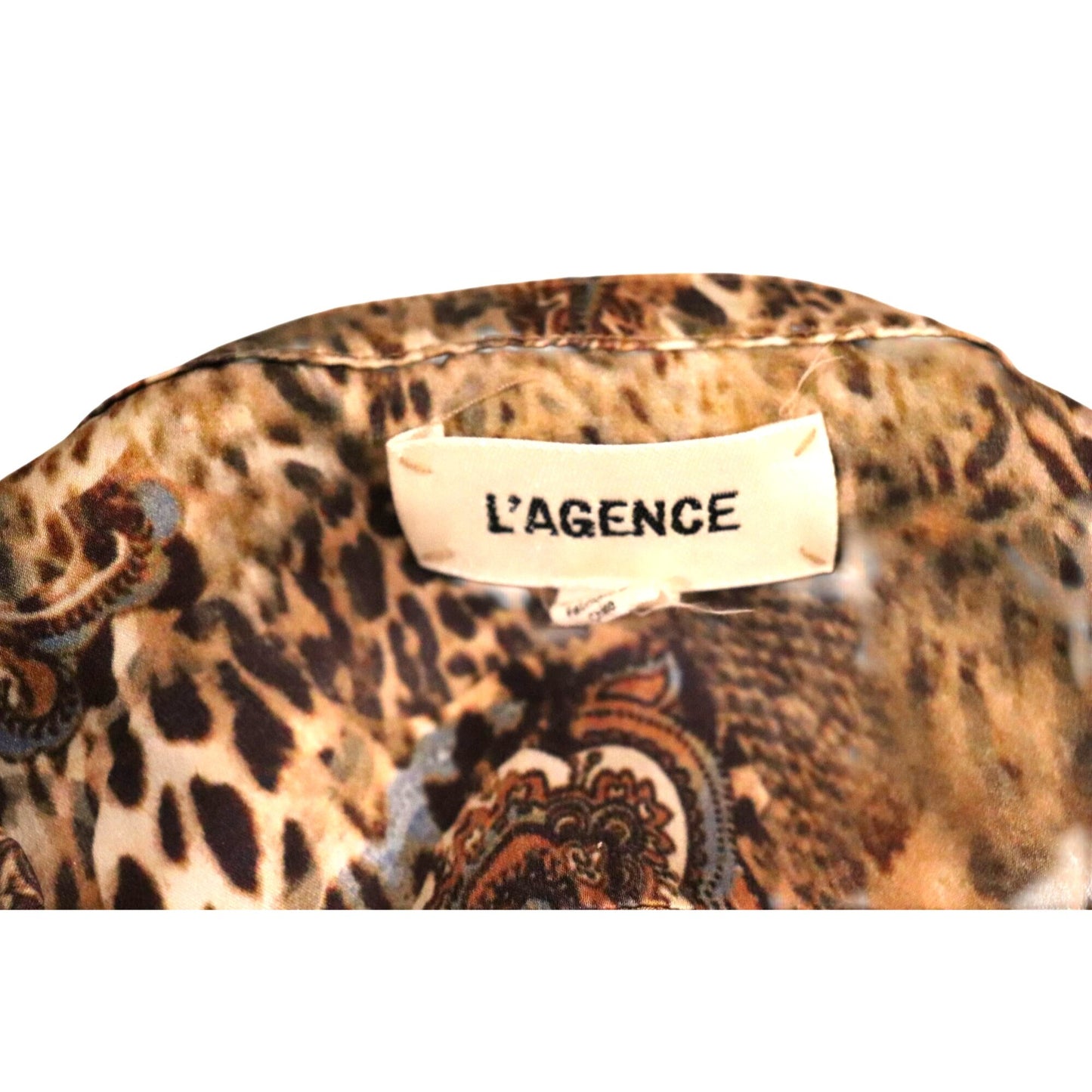 L'Agence Valencia Leopard and Paisley Silk Blouse, Large