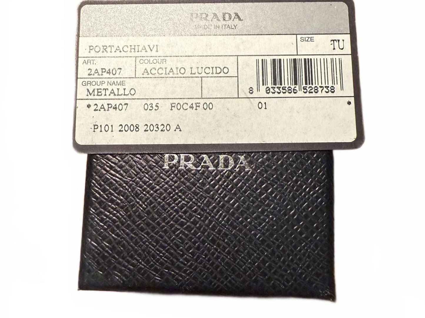 Prada Metal Keychain with Lock Charm