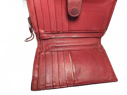 Bottega Veneta Red Woven Leather Wallet