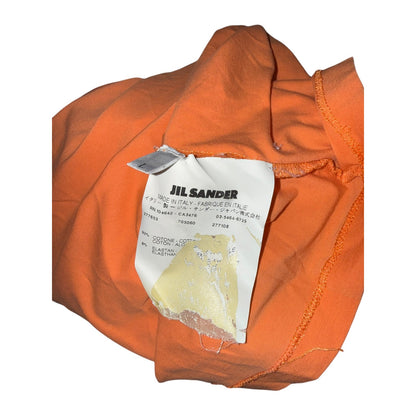 Jil Sander Orange Short-Sleeve Open-Collar Polo Top, L