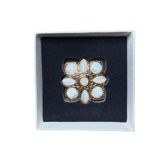 Vintage St John Gold Tone Mother of Pearl Brooch Pin
