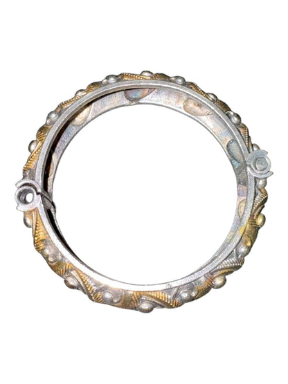 Vintage Oxidized Silver and Gold Tone Bangle Bracelet