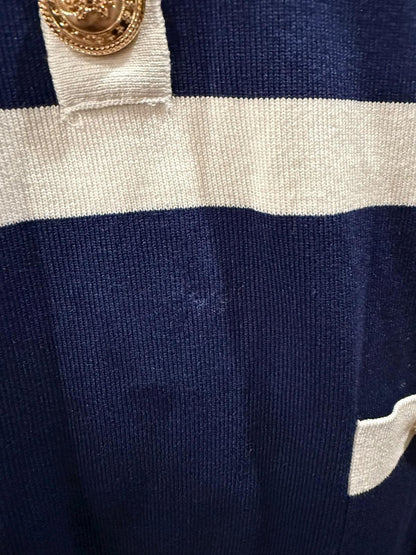Alexia Admor Beatrix Navy & Cream Knit Dress, Size XL
