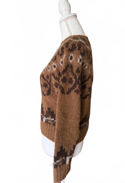 New Frame Brown Patterned Women's Sweater, XS