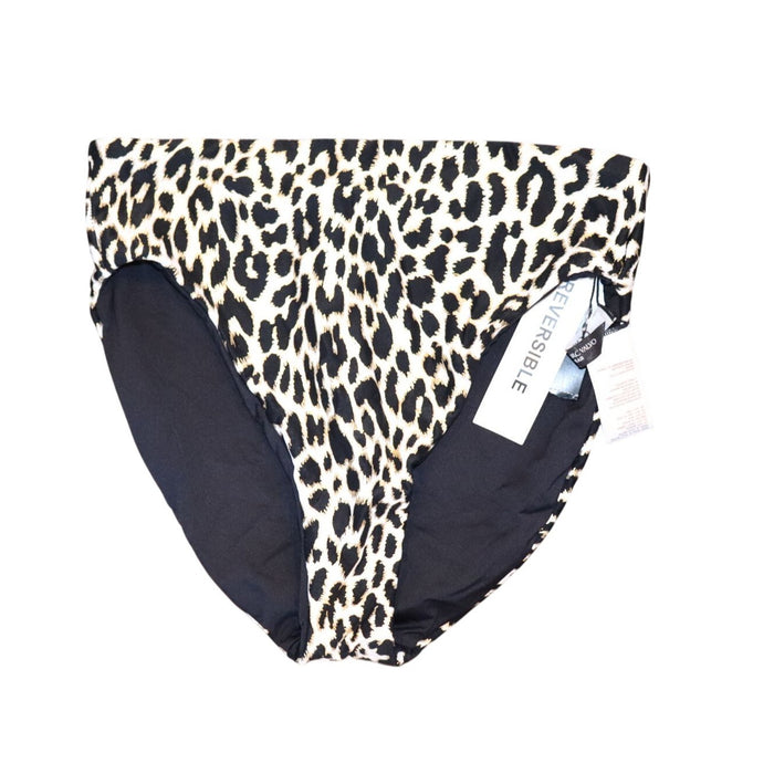 Carmen Marc Valvo Reversible High-Waist Leopard Print Bikini Bottom, Small NWT