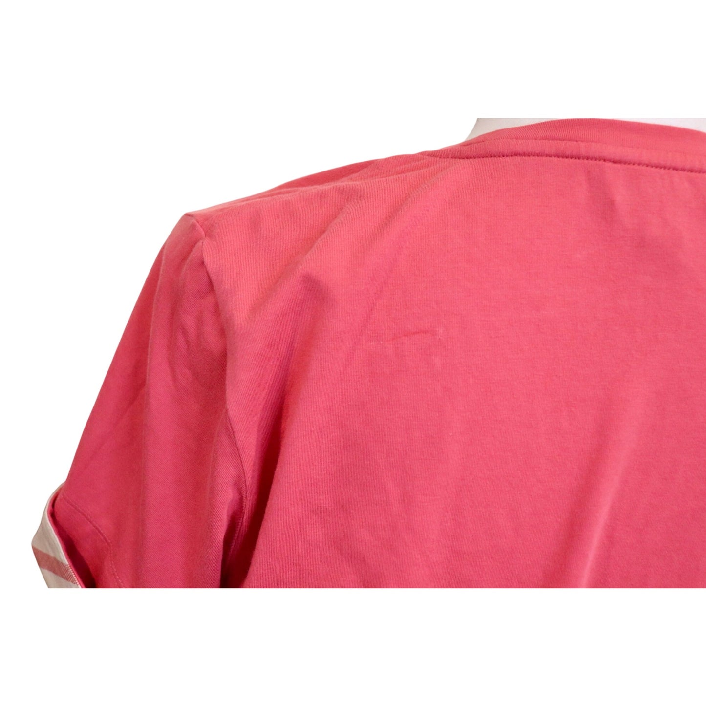 Burberry Ancholme Light Red T-Shirt With Check Cuff Sleeves, Size Large