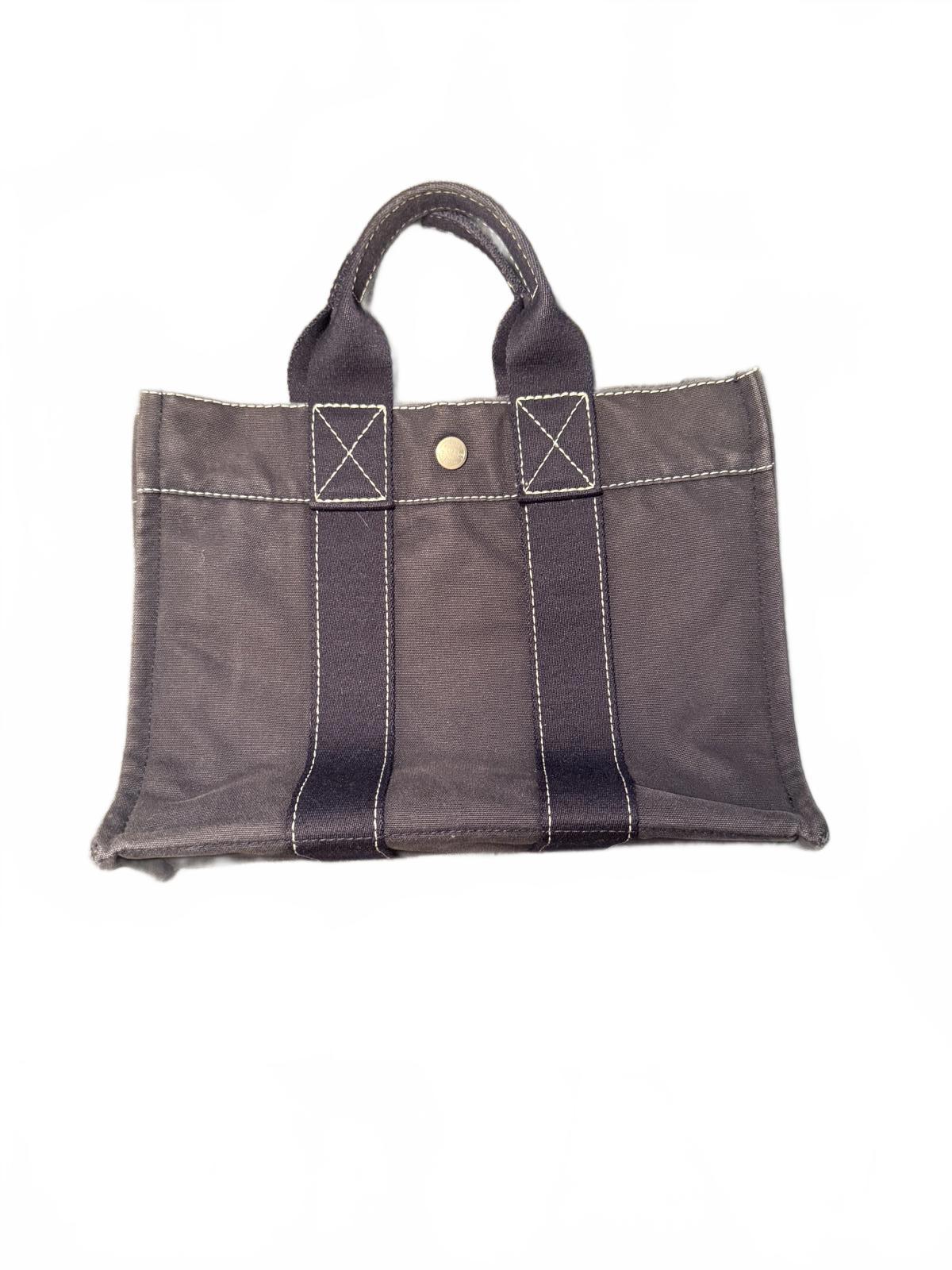 Hermes Blue Canvas Small Tote Bag with Dual Handles