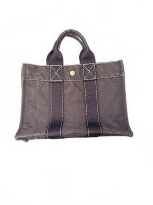Hermes Blue Canvas Small Tote Bag with Dual Handles