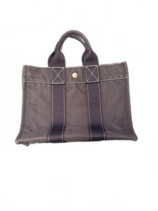 Hermes Blue Canvas Small Tote Bag with Dual Handles