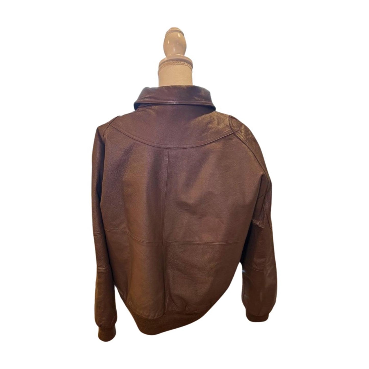 American Weekend Vintage Brown Leather Bomber Jacket, size Large