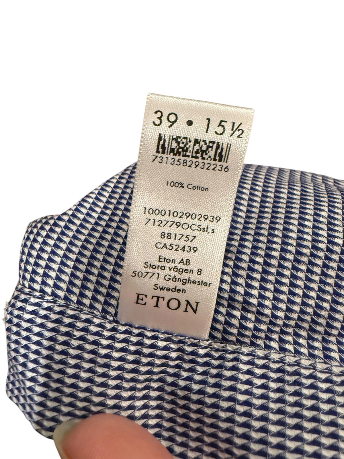 New Eton Men's Slim Fit Navy Blue Dress Shirt 15.5" Collar 39 EU Size