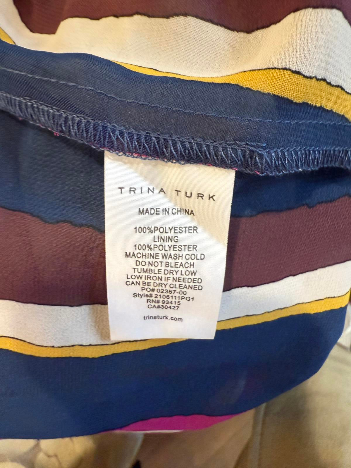 New Trina Turk Multicolor Striped Sleeveless Wrap Blouse, Size M