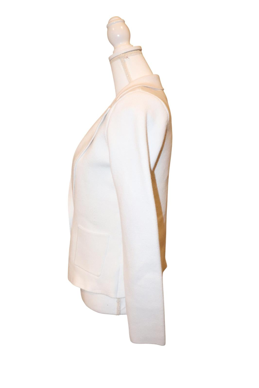 L'AGENCE Women's White Cotton Blend Blazer, Size M