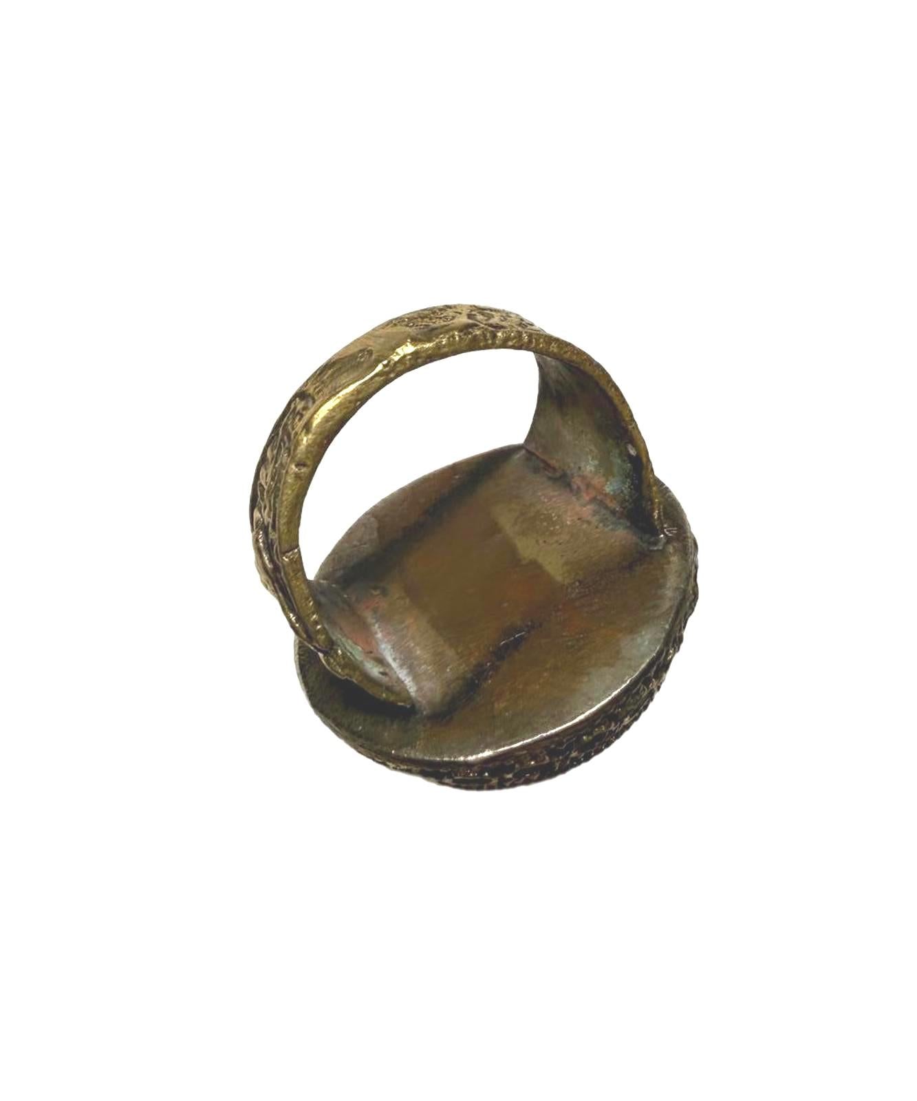 Vintage Onyx and Copper Afghan Ring, size 8