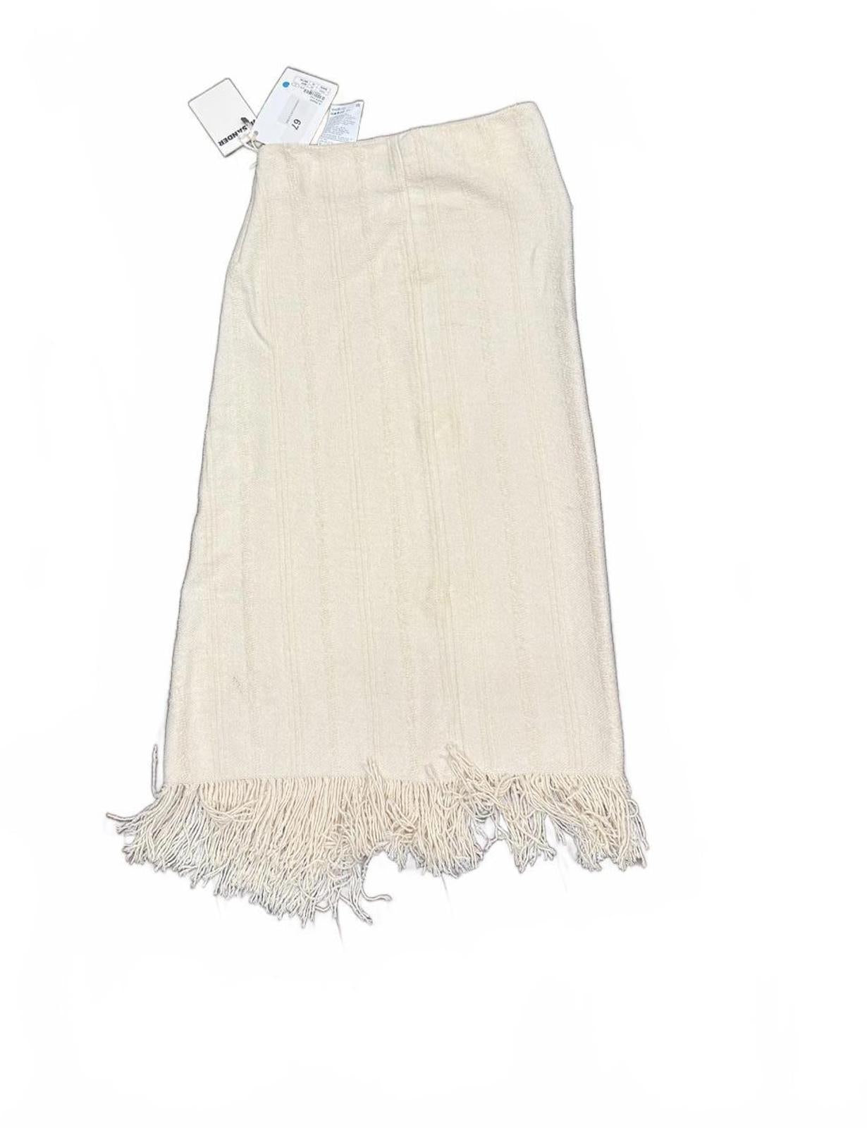 Jil Sander Fringed Wrap-Effect Midi Skirt, Size 36