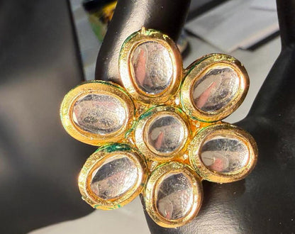 Vintage Floral Gold Tone Statement Adjustable Ring