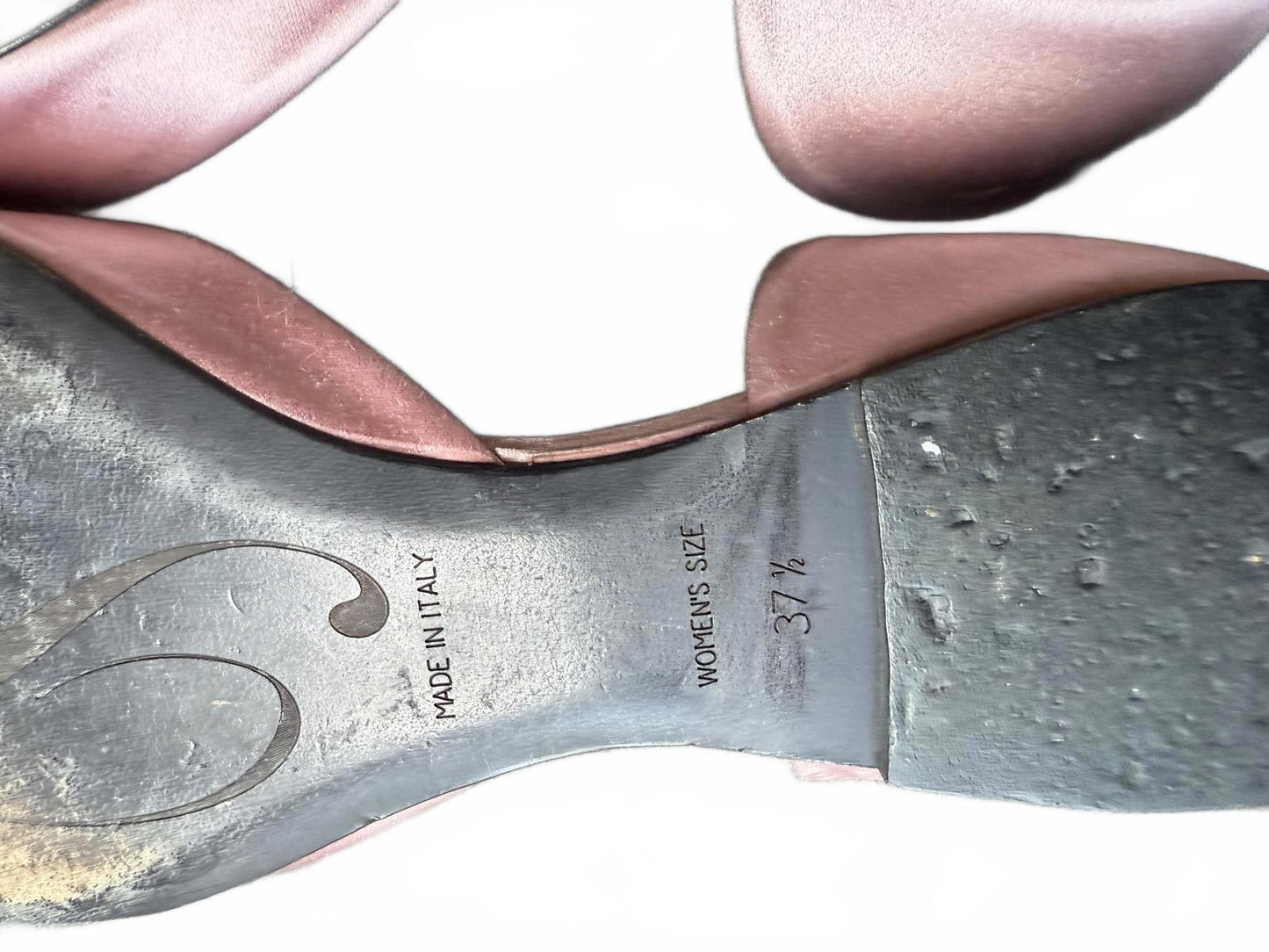 Roger Vivier Pink Satin Flats with Crystal Buckle, EU 37.5