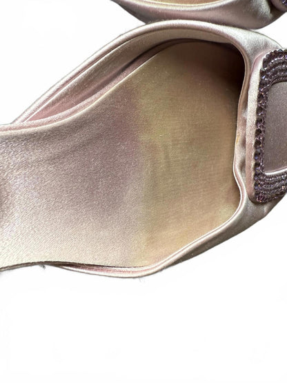 Roger Vivier Pink Satin Flats with Crystal Buckle, EU 37.5