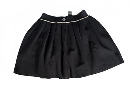 Maje New Black Pleated Mini Skirt with Decorative Waistband, Size 36/Small