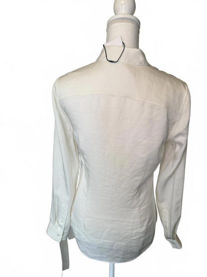New Theory White Long Sleeve Silk Button-Up Shirt, size Small