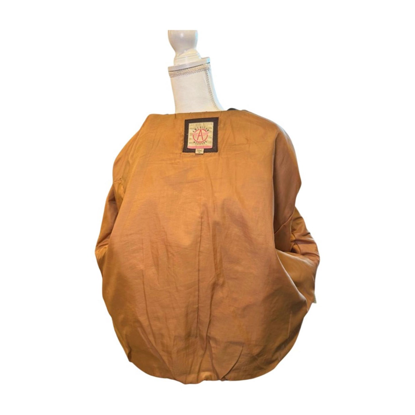 American Weekend Vintage Brown Leather Bomber Jacket, size Large