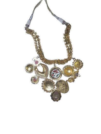 Afghan Gold-Tone Statement Necklace with Multi-Design Pendants
