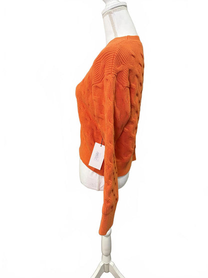 Stitches + Stripes Orange Cable Knit Sweater, Small (NWT)