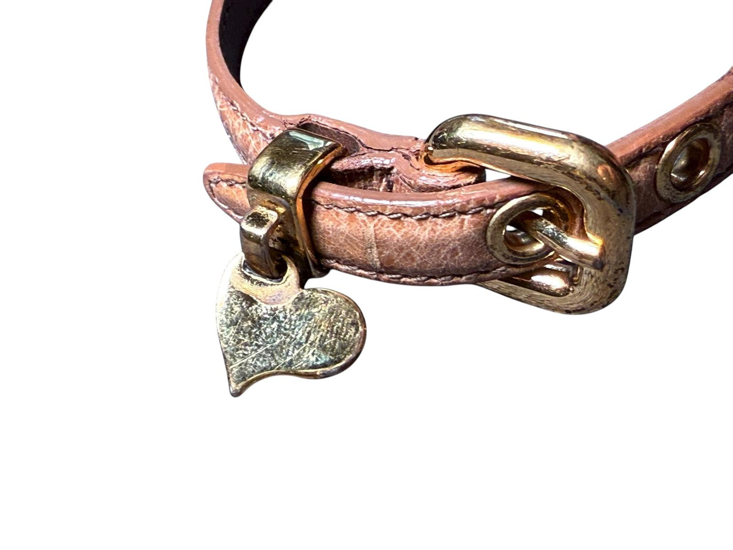Miu Miu Leather Bracelet with Gold Heart Charm