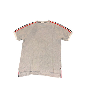 Thom Browne Grey Raglan T-Shirt With Red & Navy Striped Sleeves Made In Italy Size 3