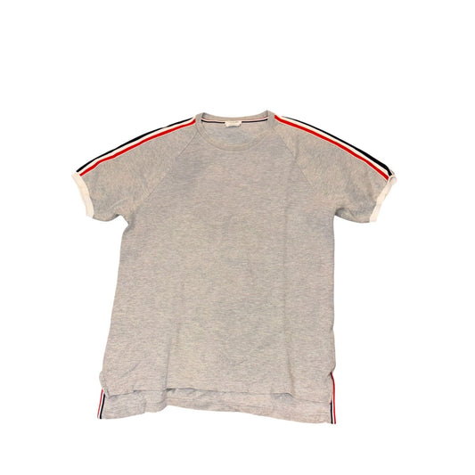Thom Browne Grey Raglan T-Shirt With Red & Navy Striped Sleeves Made In Italy Size 3