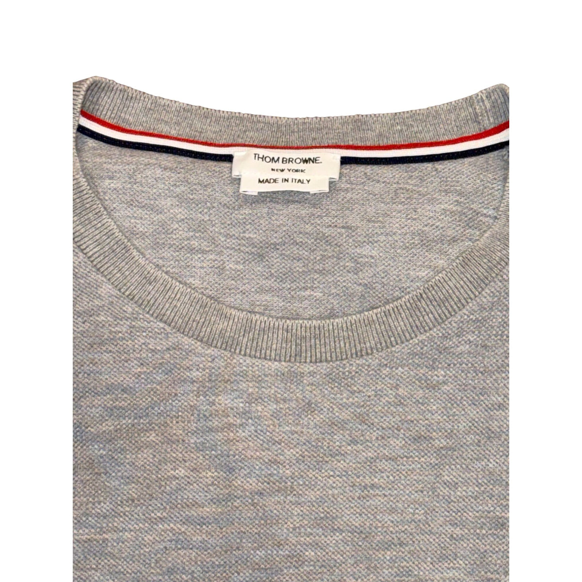 Thom Browne Grey Raglan T-Shirt With Red & Navy Striped Sleeves Made In Italy Size 3
