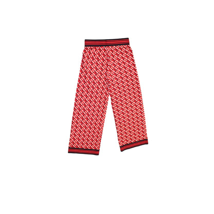 Carolina Herrera Red Geometric-Print Wide-Leg Pants XS