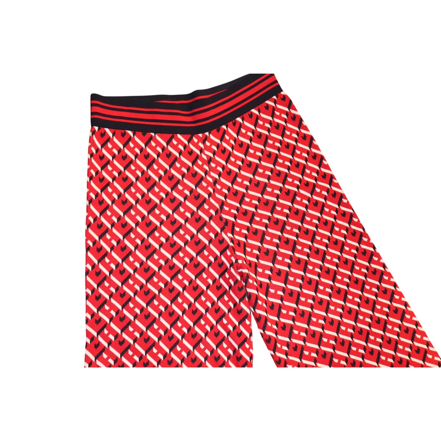 Carolina Herrera Red Geometric-Print Wide-Leg Pants XS