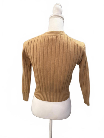 Tome Camel Ribbed Knit Cropped Sweater, XS