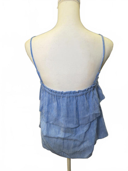 Lilly Pulitzer Summer Seersucker Light Blue Ruffled Top, Large (NWT)