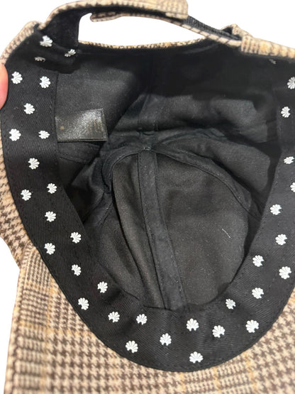 New Lele Sadoughi Embellished Wool Plaid Baseball Cap