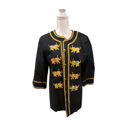 Bob Mackie Vintage Wearable Art Embroidered Elephant Jacket, Size L