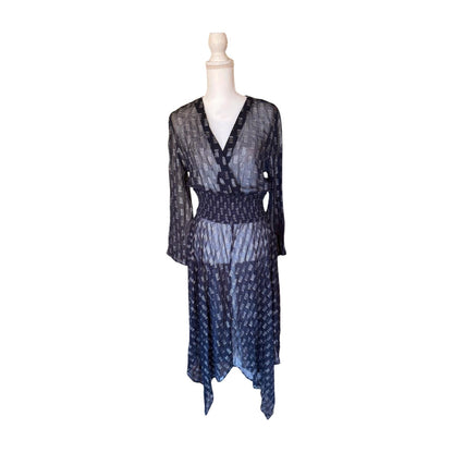 Maje Rayemona Sheer Marine Dress, Size 42 (NWT