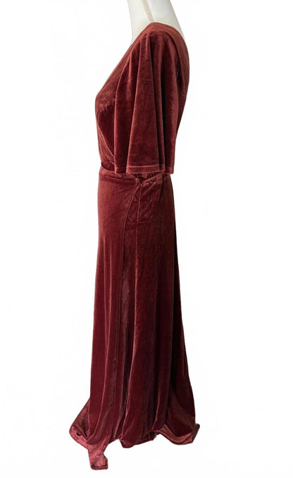 New Lulus Burgundy Velvet Wrap Maxi Dress