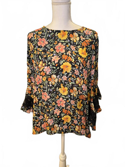 Kobi Halperin Floral Print Silk Blouse, Large