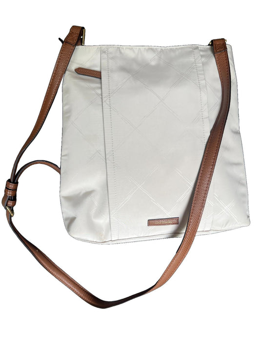 Vera Bradley White Crossbody Bag with Brown Strap