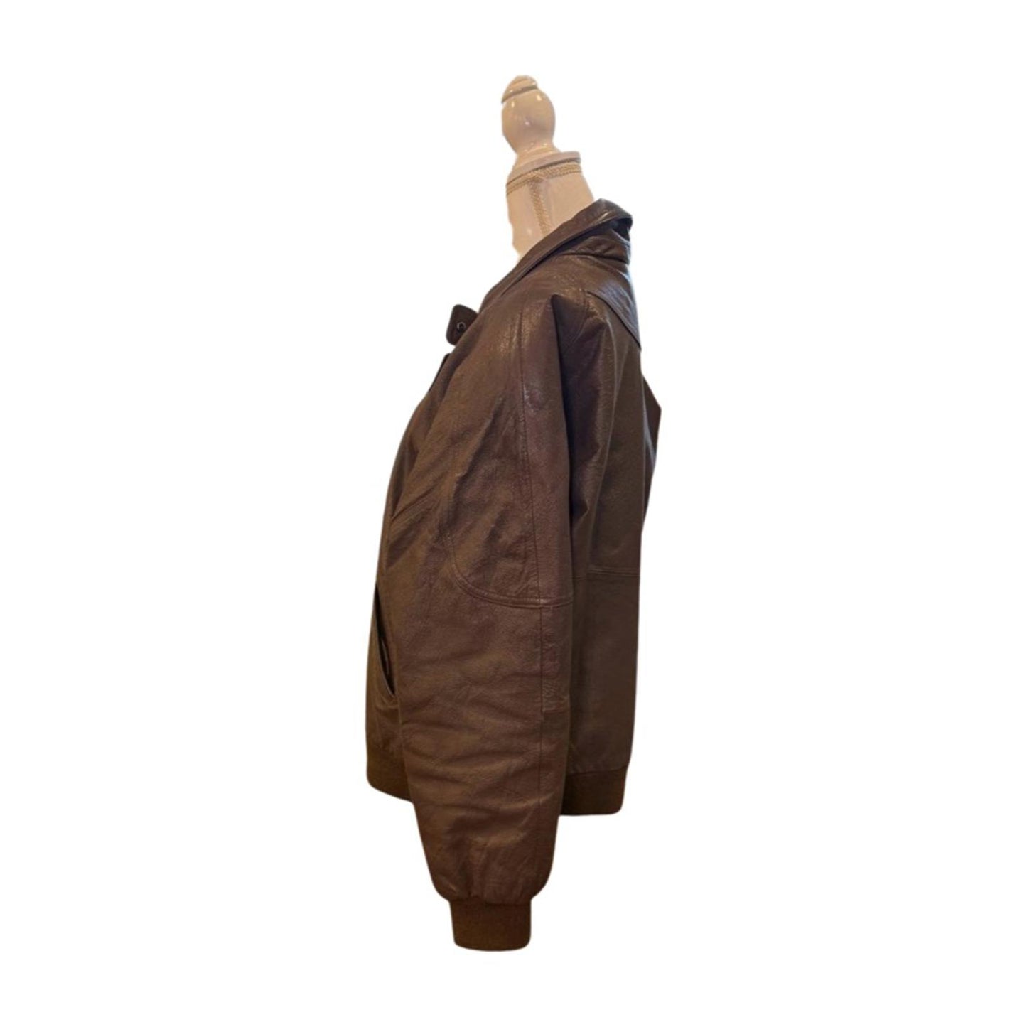 American Weekend Vintage Brown Leather Bomber Jacket, size Large