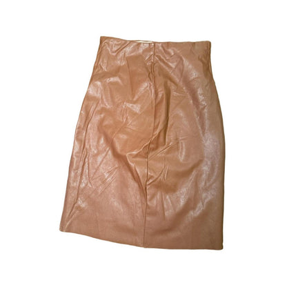 NWT Commando Faux Leather Mini Skort Womens Size S Tan Lined Vertical Seam Chic