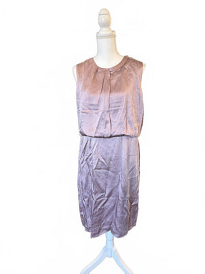 Boss Sleeveless Satin Midi Dress in Dusty Rose, Size 12 NWT
