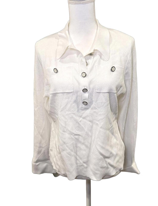 Derek Lam 10 Crosby Pansy Henley Top, XL NWT