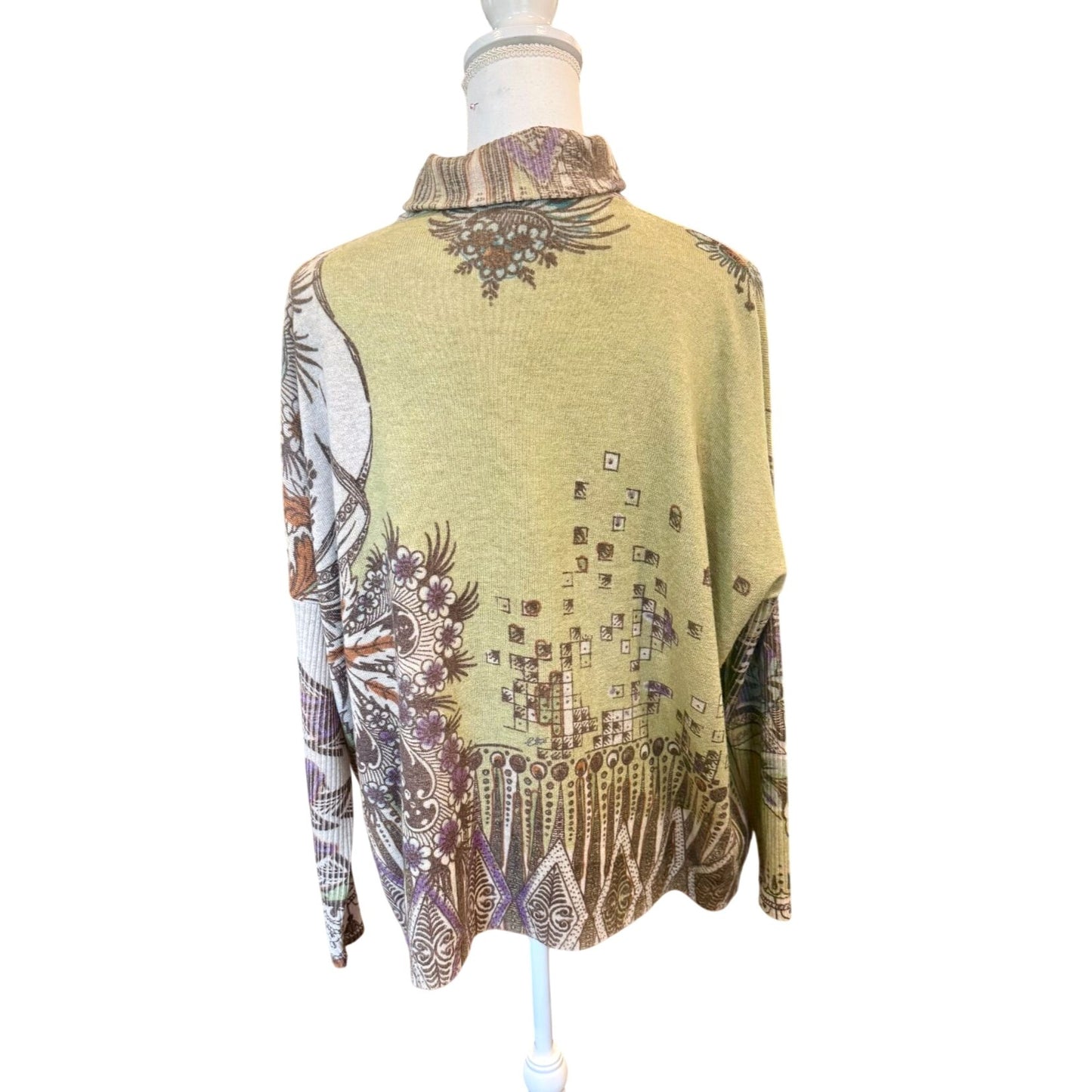 Etro Milano Multicolor Wool Silk Cashmere Turtleneck Sweater Size 40 Made In Italy