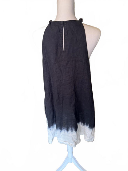 Black and White Sleeveless Staud Dress with Beaded Straps, Large