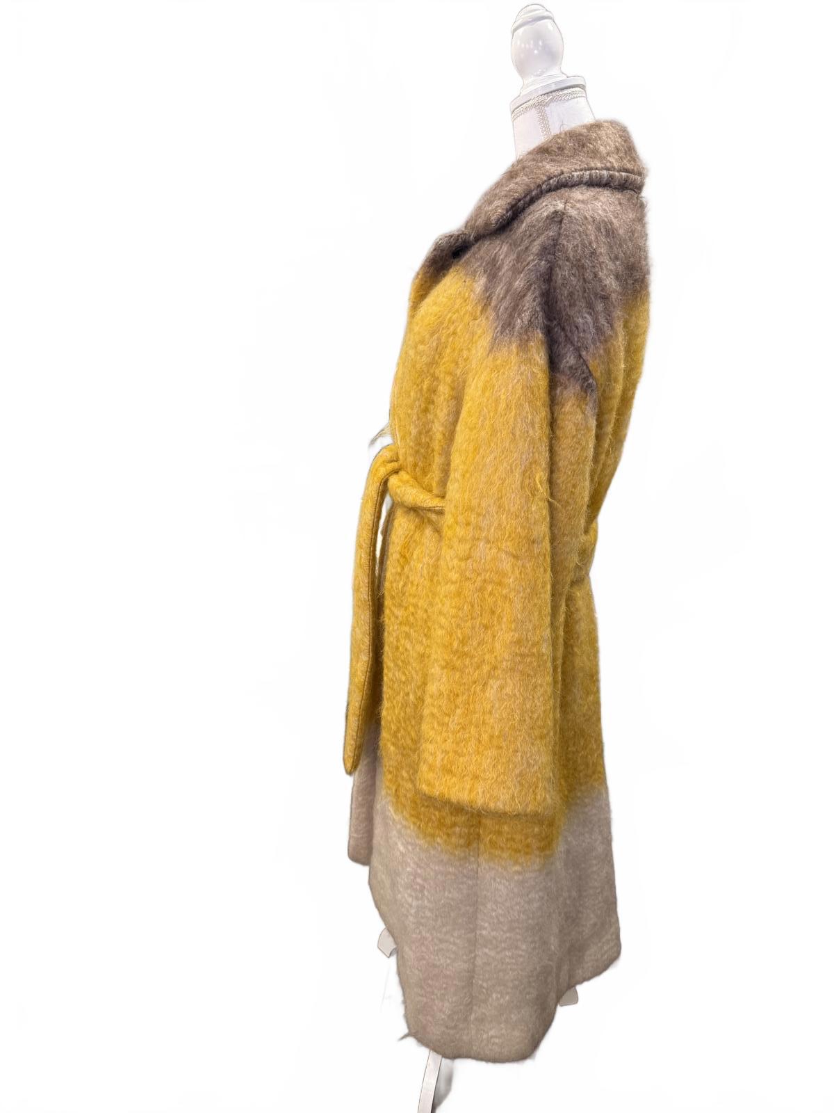 Jil Sander Color Block Long Wool Blend Coat with Belt, Small (oversized) NWT